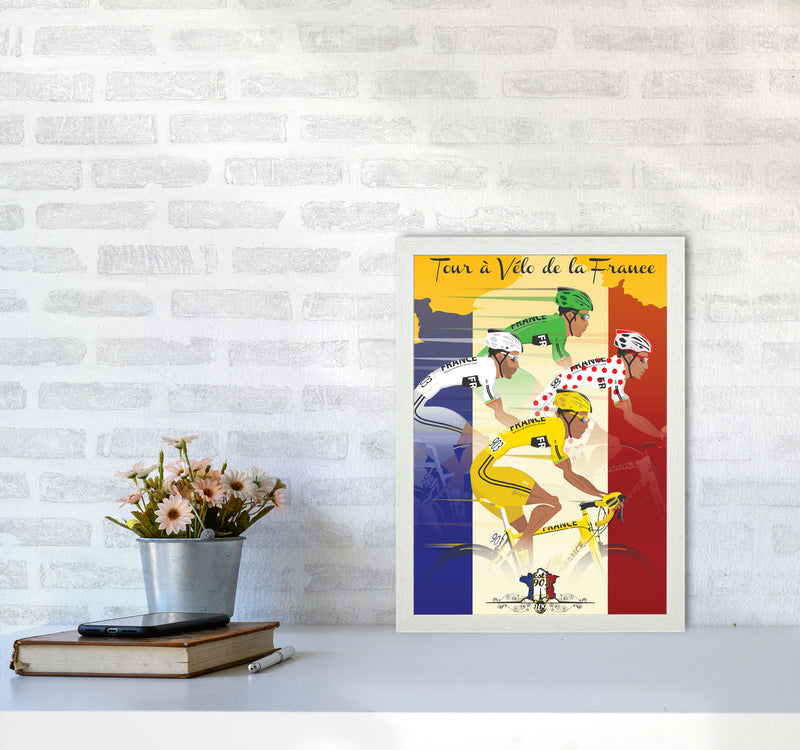 Jerseys Cycling Print by Wyatt9 A3 Oak Frame