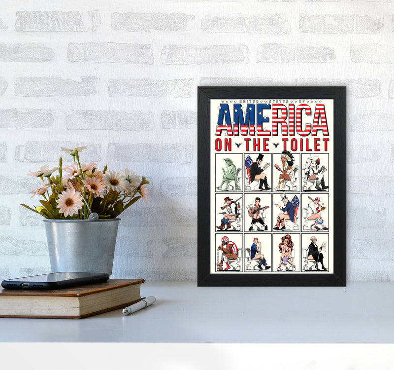 America on the Toilet by Wyatt9 A4 White Frame