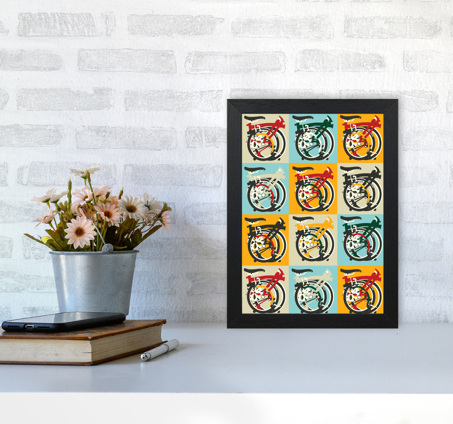 Brompton 2 Cycling Art Print by Wyatt9 A4 White Frame