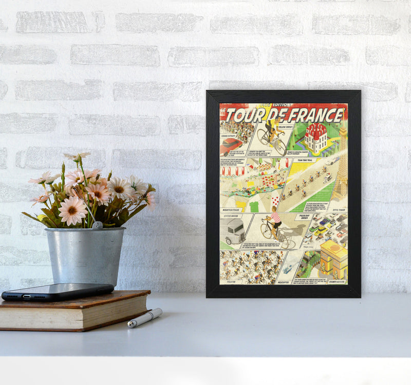 Comic Book TDF Cycling Print by Wyatt9 A4 White Frame