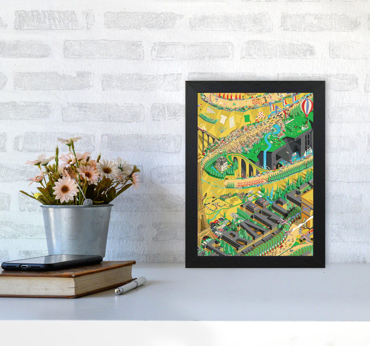 Isometris TDF Cycling Print by Wyatt9 A4 White Frame