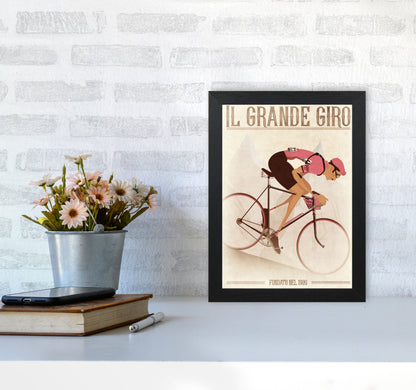 PinkRetro Cycling Print by Wyatt9 A4 White Frame