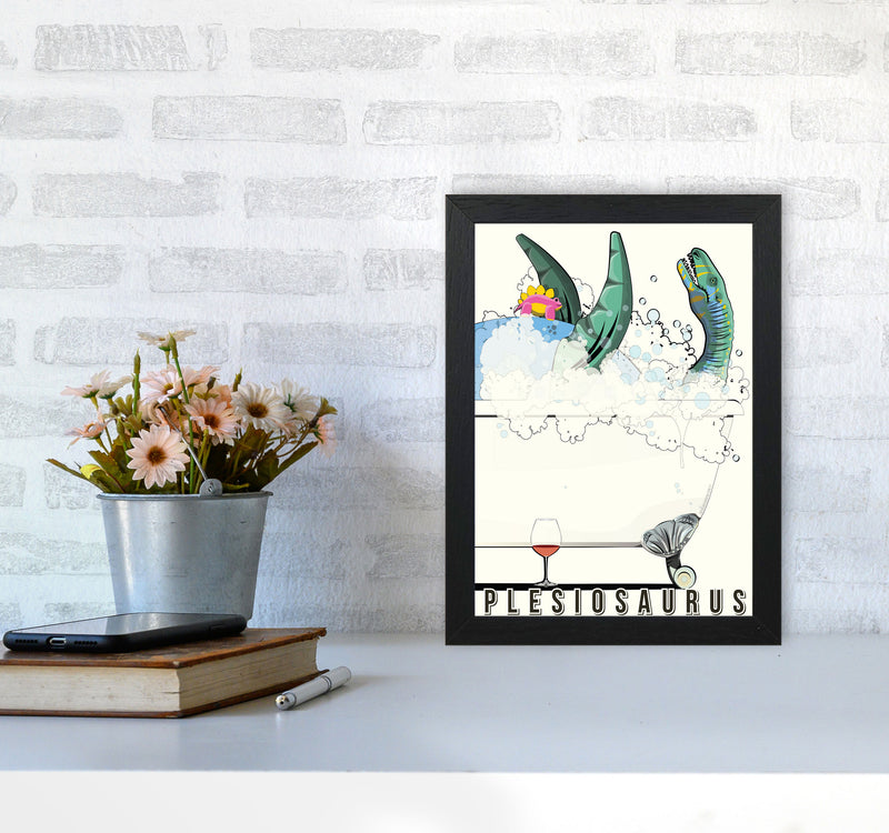 Swimming Dino by Wyatt9 A4 White Frame