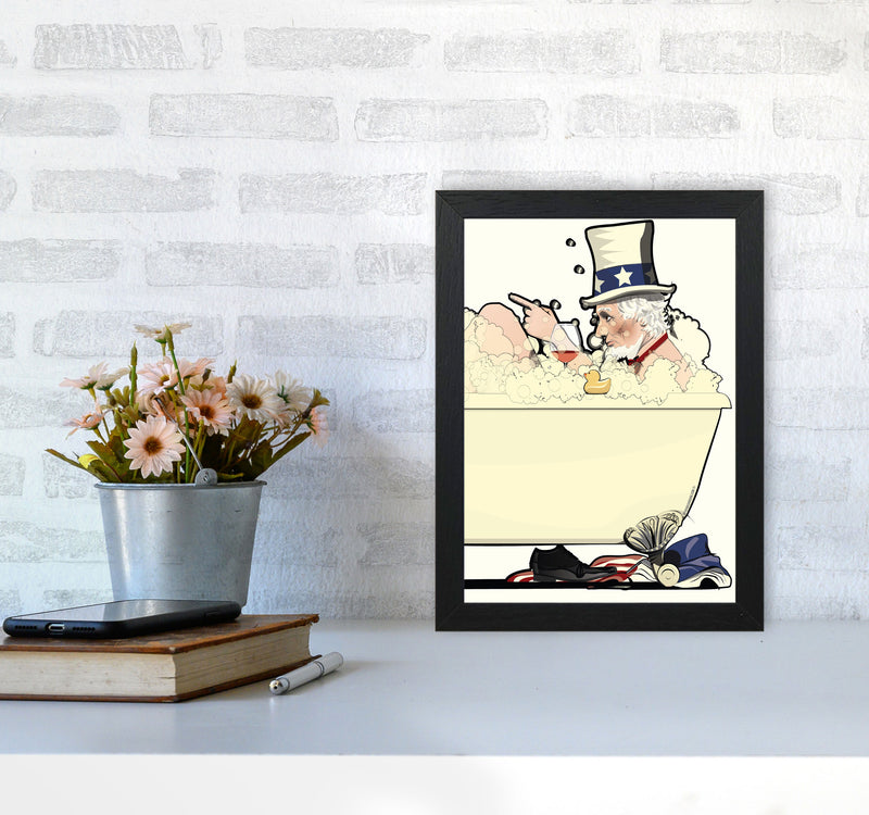 Uncle Sam Bath by Wyatt9 A4 White Frame