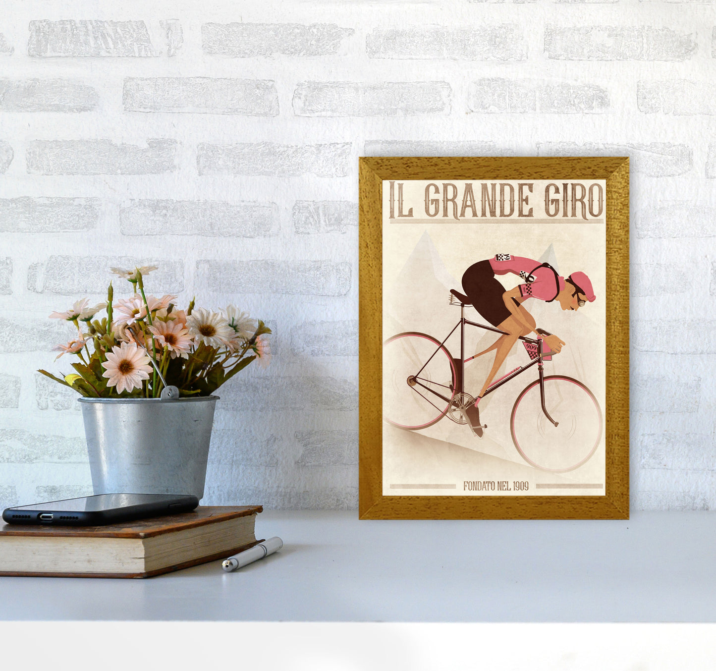 PinkRetro Cycling Print by Wyatt9 A4 Print Only