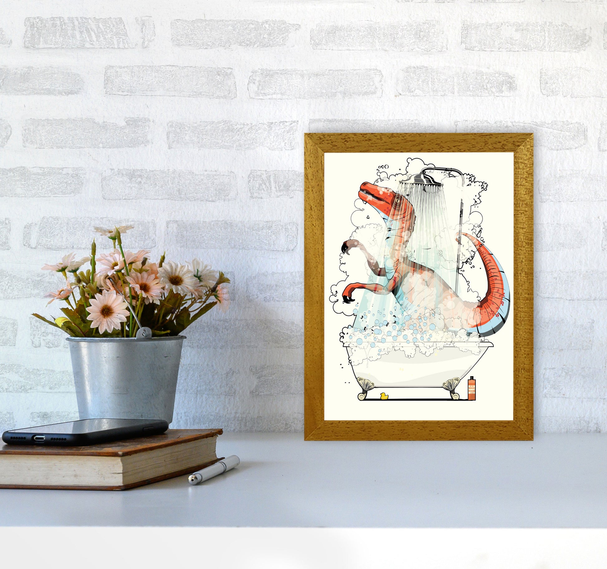 Velociraptor Bathroom by Wyatt9 A4 Print Only