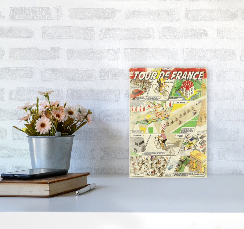 Comic Book TDF Cycling Print by Wyatt9 A4 Black Frame