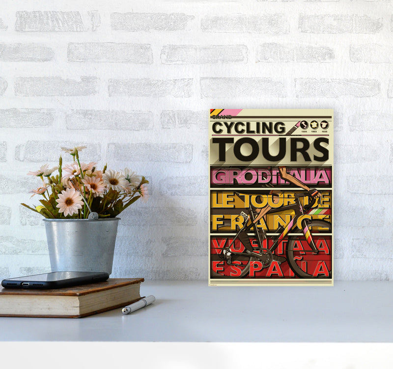 Grand Tours Cycling Print by Wyatt9 A4 Black Frame