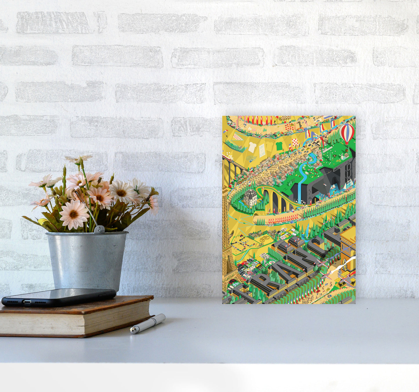 Isometris TDF Cycling Print by Wyatt9 A4 Black Frame
