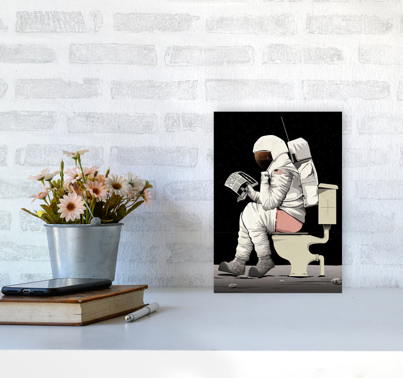Moon on Loo by Wyatt9 A4 Black Frame