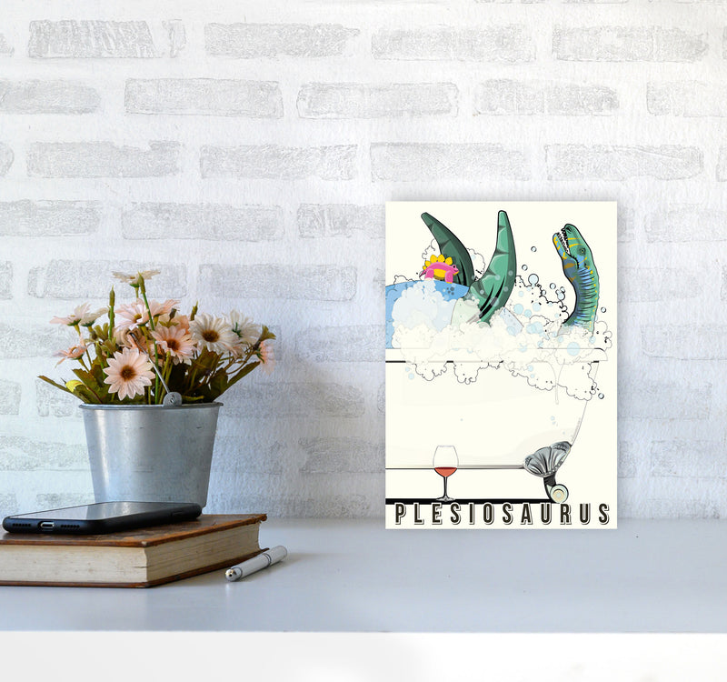 Swimming Dino by Wyatt9 A4 Black Frame