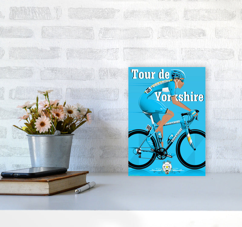 Tour De Yorkshire 2018 Blue by Wyatt9 A4 Black Frame