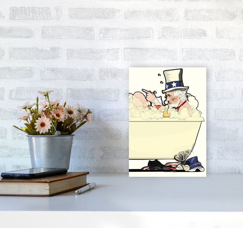 Uncle Sam Bath by Wyatt9 A4 Black Frame