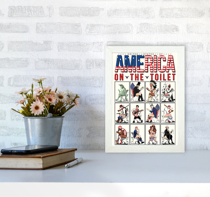 America on the Toilet by Wyatt9 A4 Oak Frame