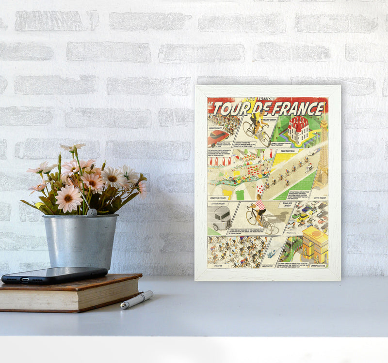 Comic Book TDF Cycling Print by Wyatt9 A4 Oak Frame