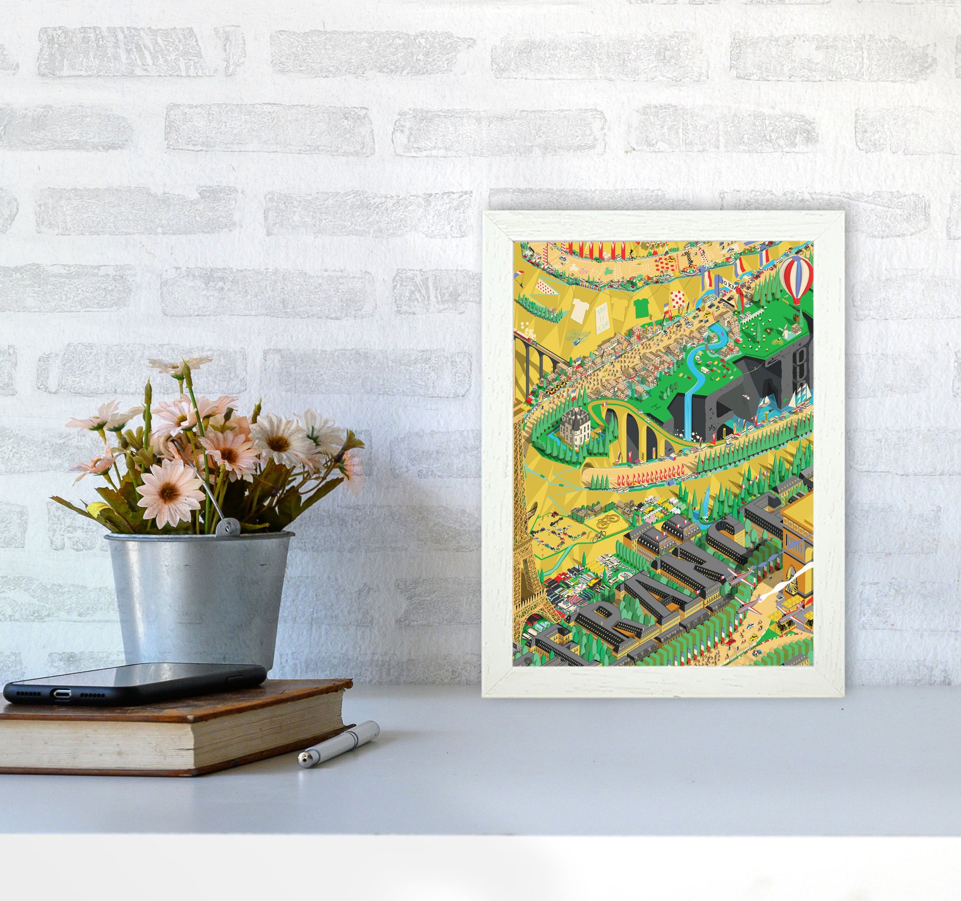 Isometris TDF Cycling Print by Wyatt9 A4 Oak Frame