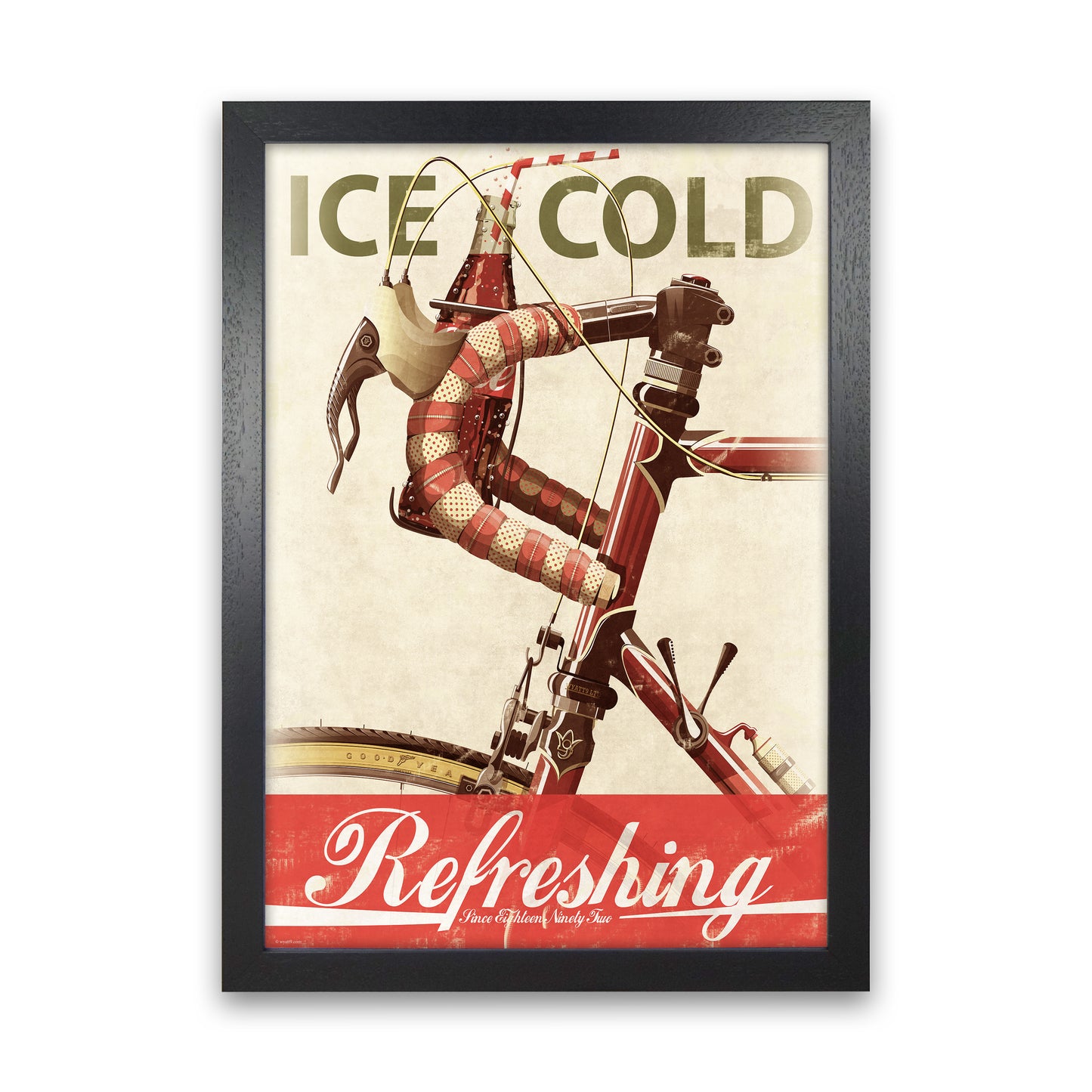 Cola Bike Cycling Art Print by Wyatt9 Black Grain