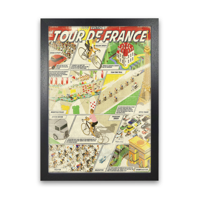 Comic Book TDF Cycling Print by Wyatt9 Black Grain