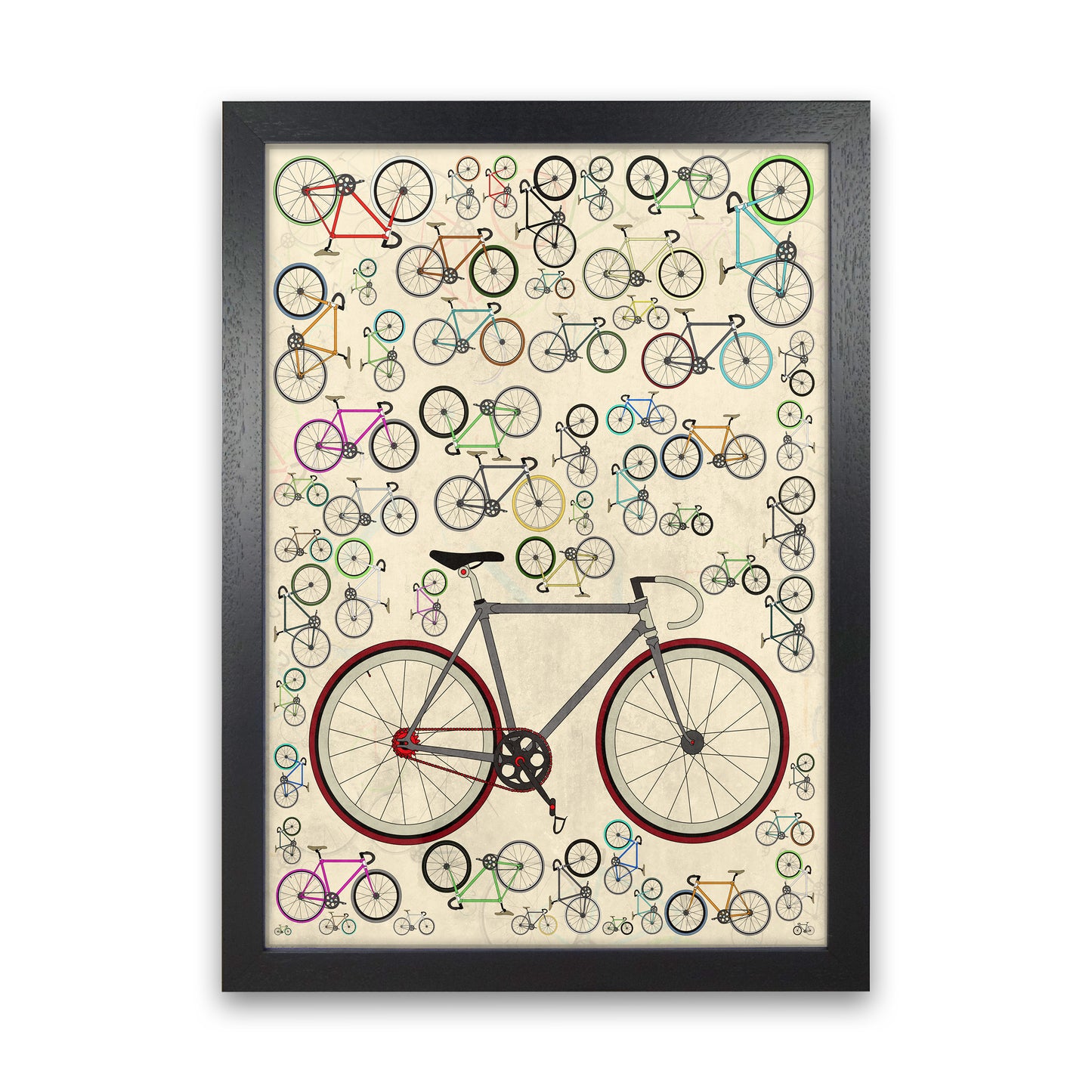 Fixie Cycling Art Print by Wyatt9 Black Grain