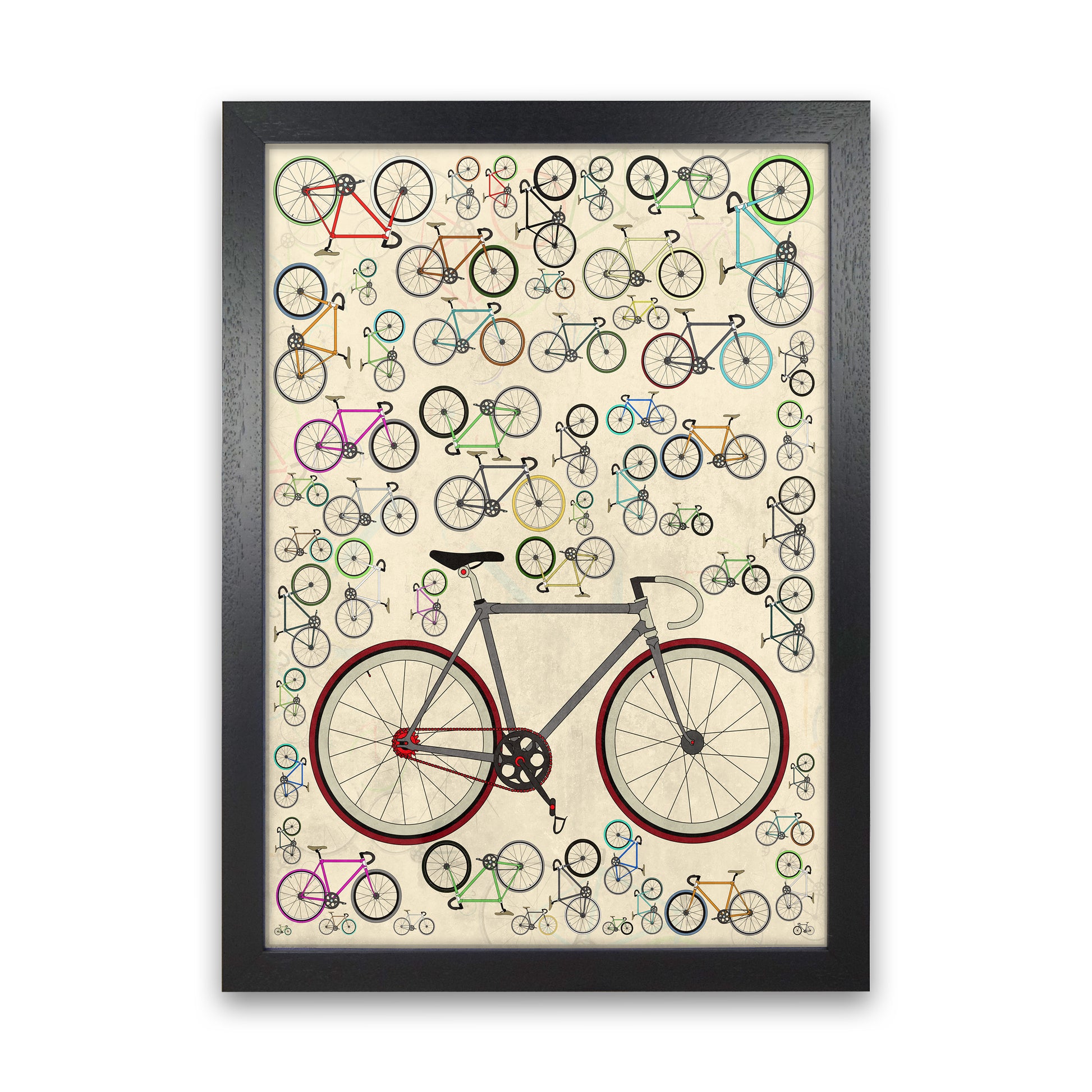 Fixie Cycling Art Print by Wyatt9 Black Grain