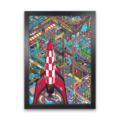 Rocket Retro Print by Wyatt9 Black Grain