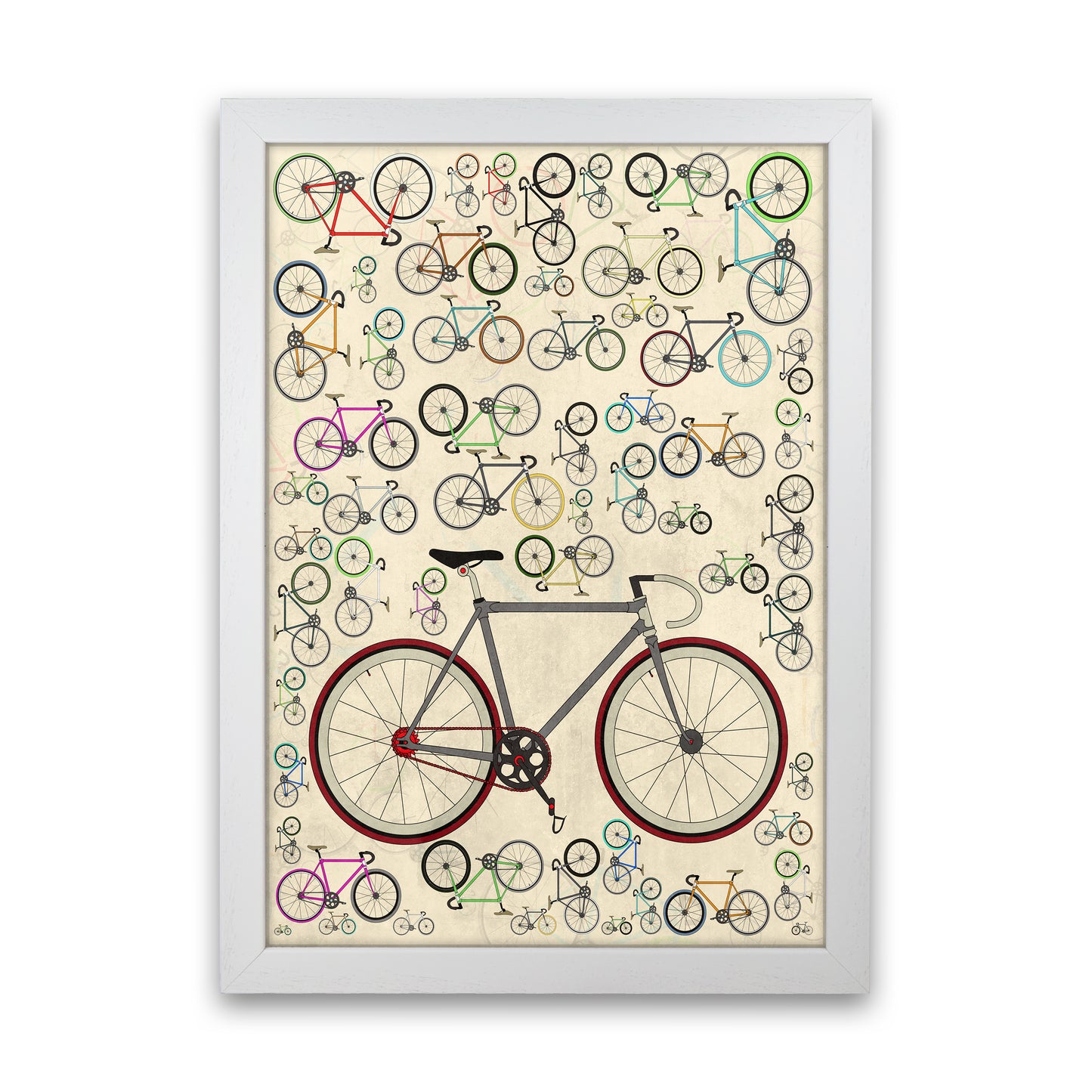 Fixie Cycling Art Print by Wyatt9 White Grain