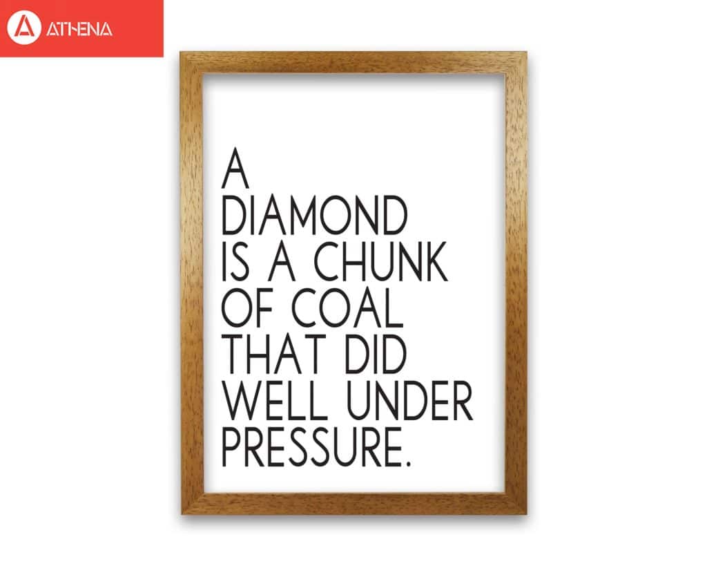 A diamond under pressure modern fine art print, framed typography wall art