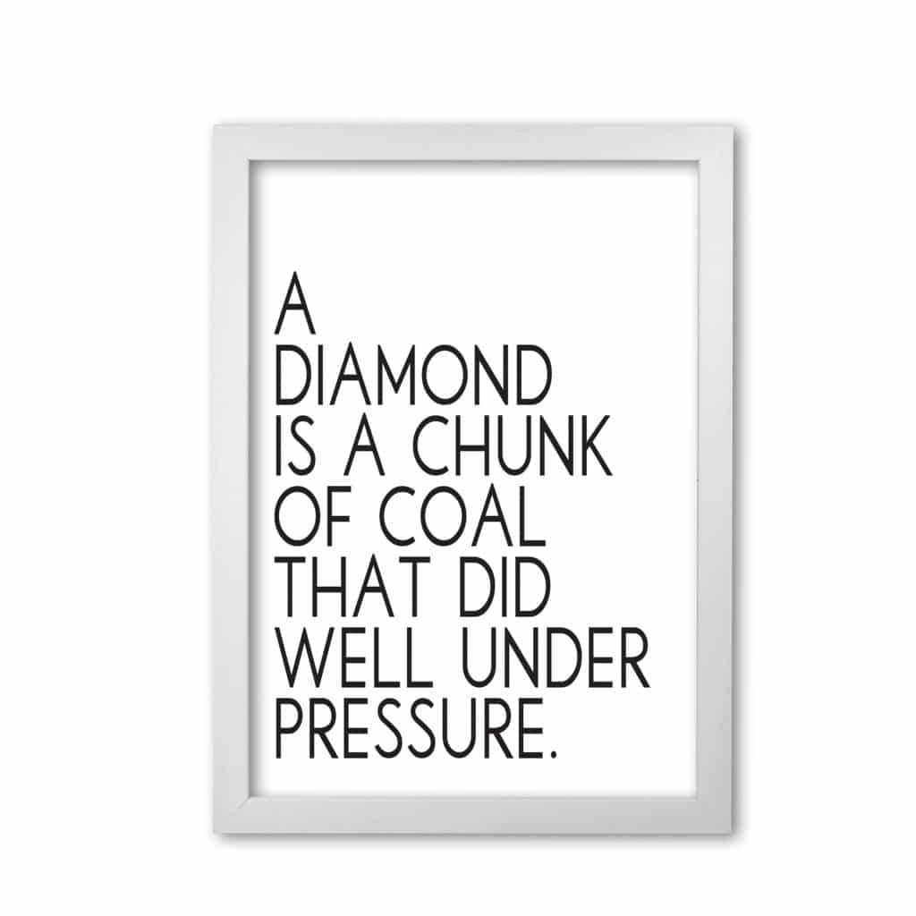 A diamond under pressure modern fine art print, framed typography wall art