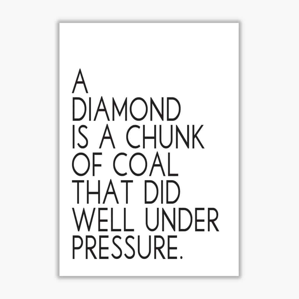 A diamond under pressure modern fine art print, framed typography wall art