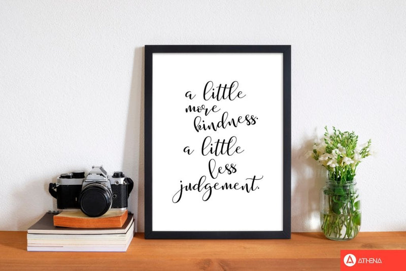 A little more kindness modern fine art print, framed typography wall art