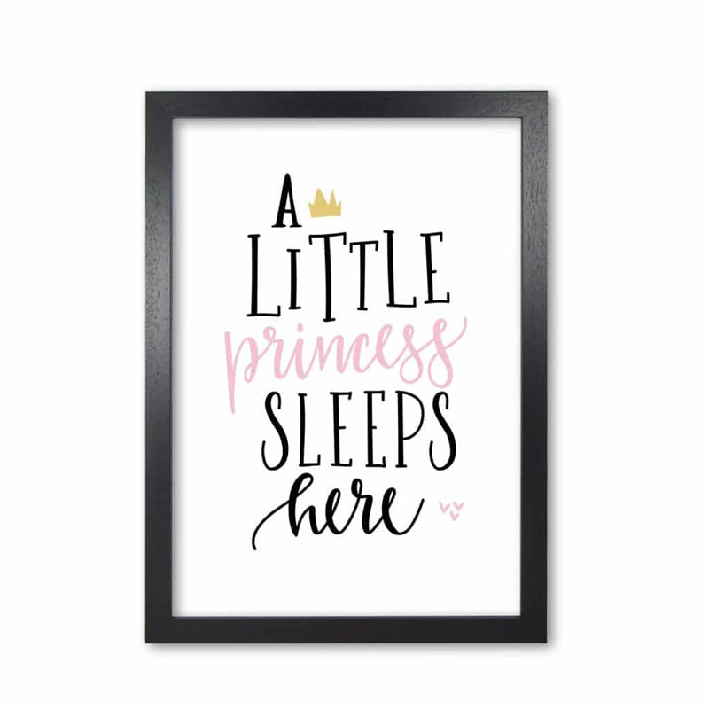 A little princess sleeps here modern fine art print, framed childrens nursey wall art poster