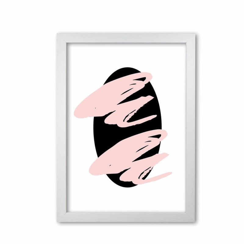 Abstract black oval with pink strokes modern fine art print