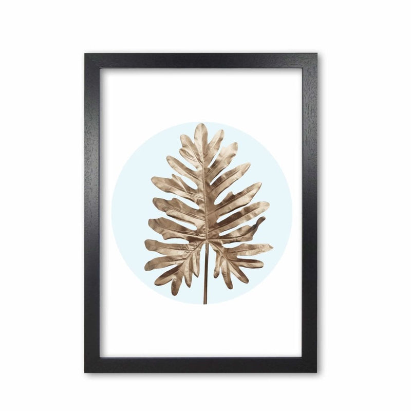 Abstract blue leaf modern fine art print, framed botanical &