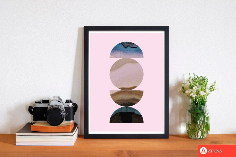 Abstract circles pink background modern fine art print
