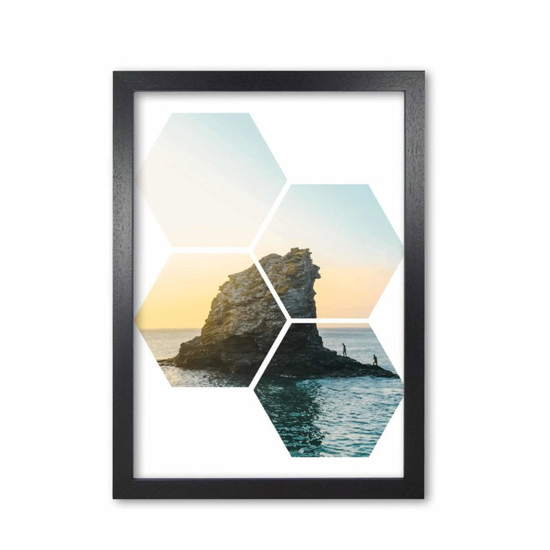 Abstract hex island and sea modern fine art print