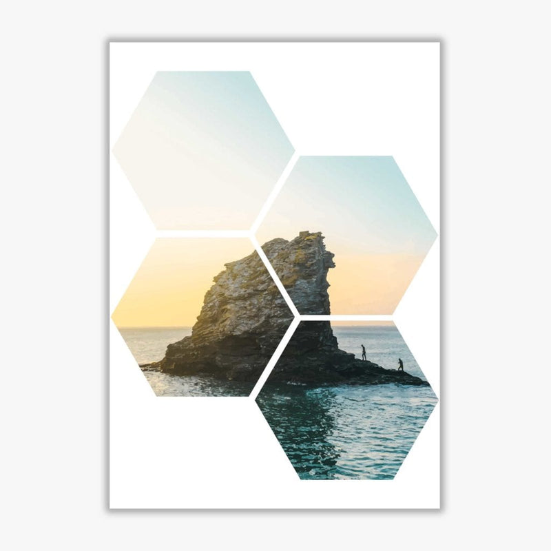 Abstract hex island and sea modern fine art print