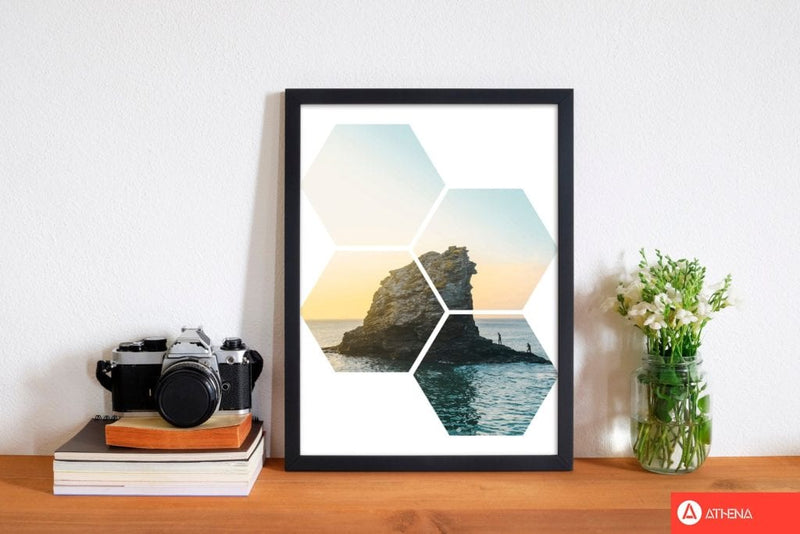 Abstract hex island and sea modern fine art print
