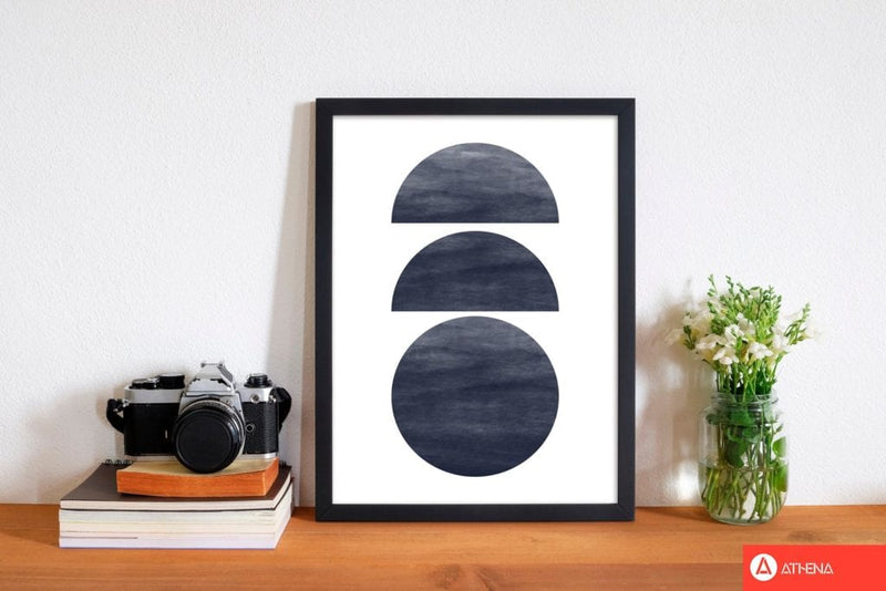 Abstract navy circles modern fine art print