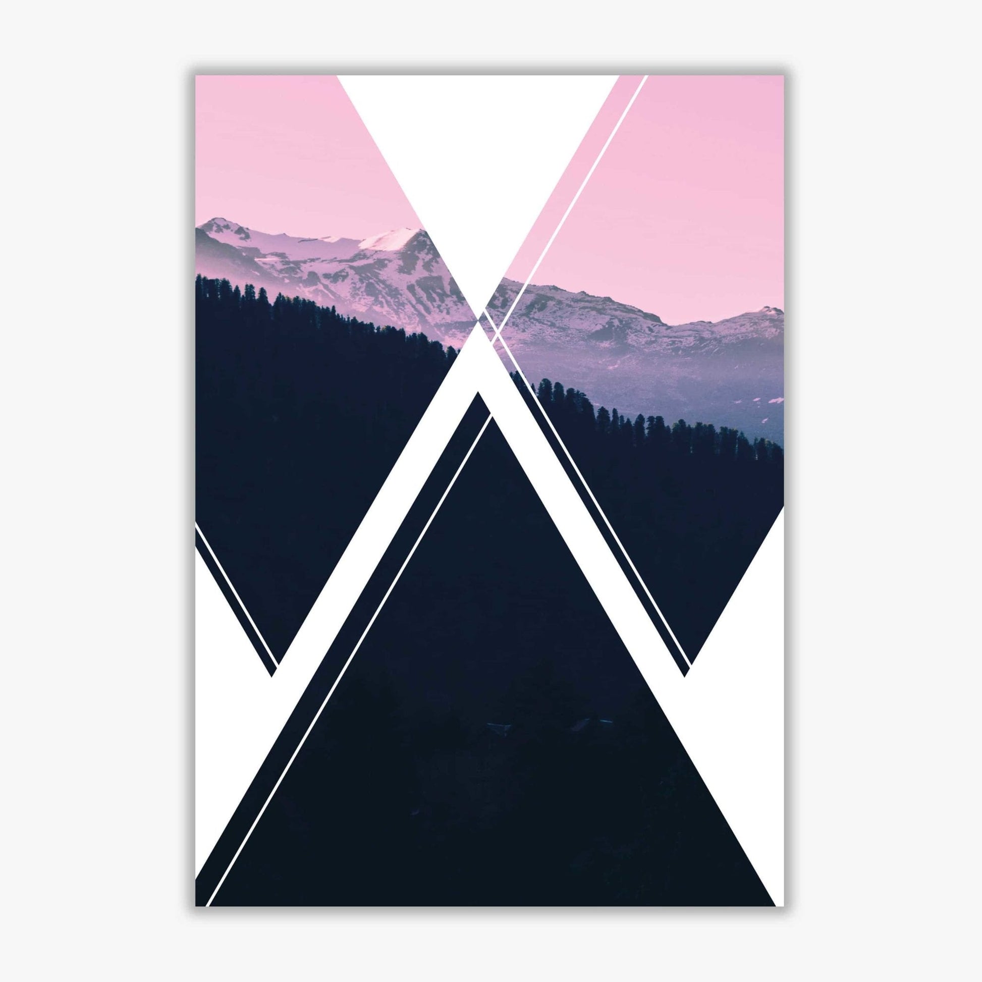 Abstract pink mountain modern fine art print