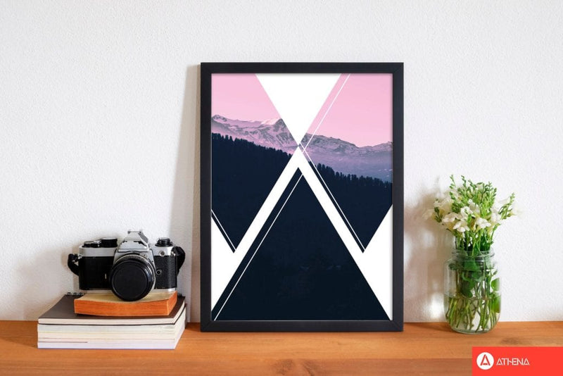 Abstract pink mountain modern fine art print