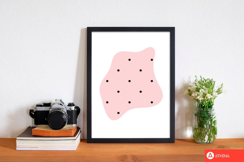 Abstract pink shape with polka dots modern fine art print