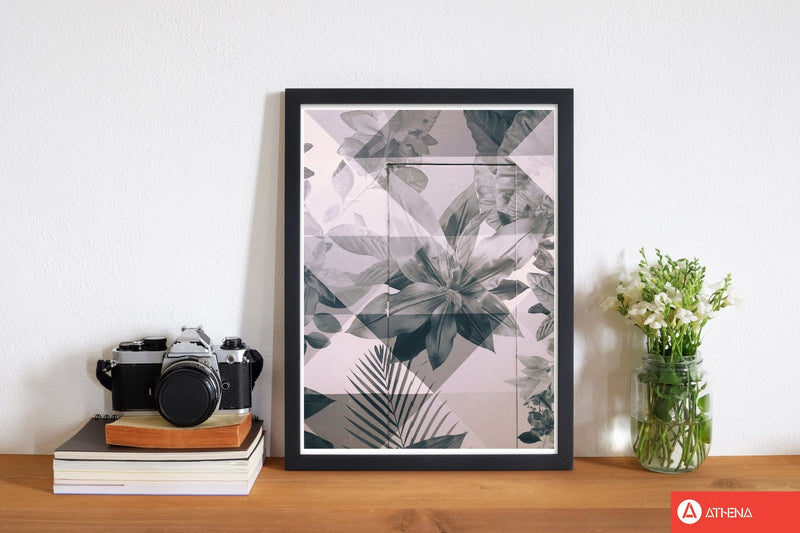 Abstract retro flower pattern modern fine art print
