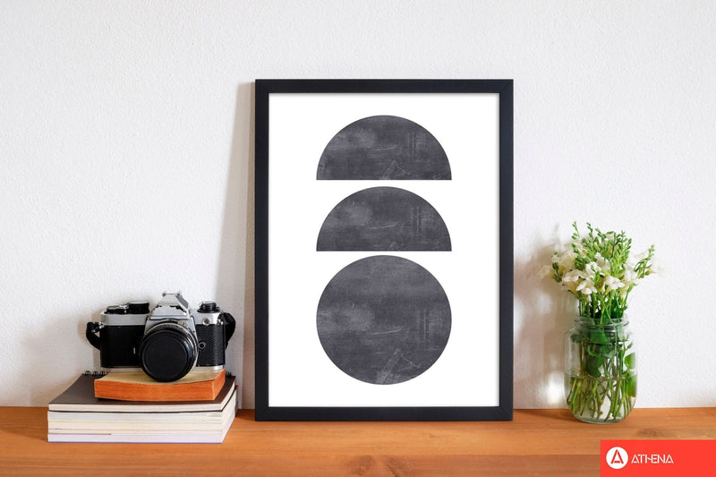 Abstract scratched texture circles modern fine art print