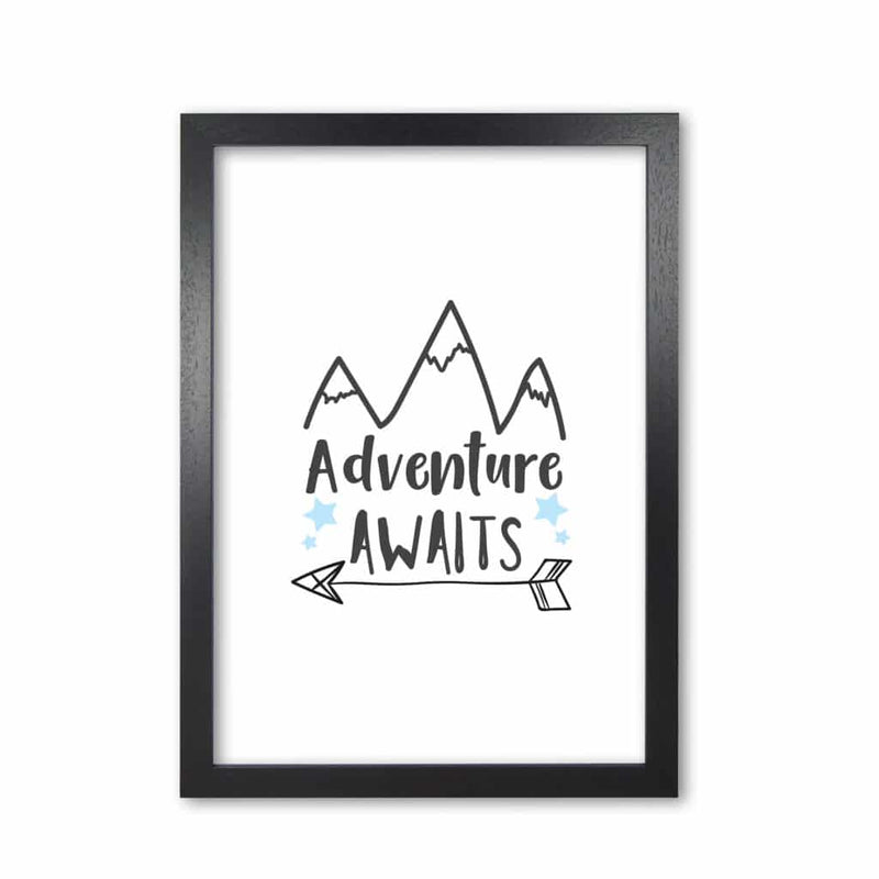 Adventure awaits modern fine art print, framed typography wall art
