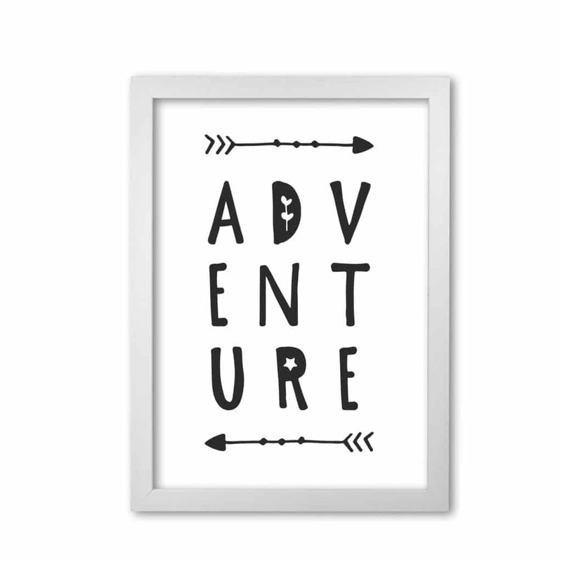 Adventure black modern fine art print, framed typography wall art