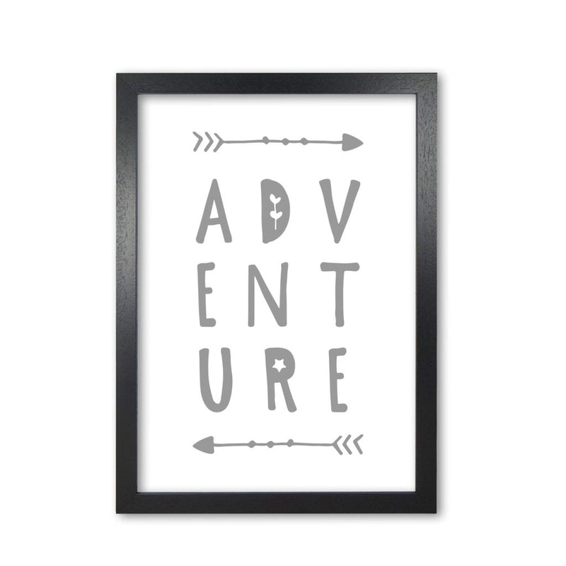 Adventure grey modern fine art print, framed typography wall art