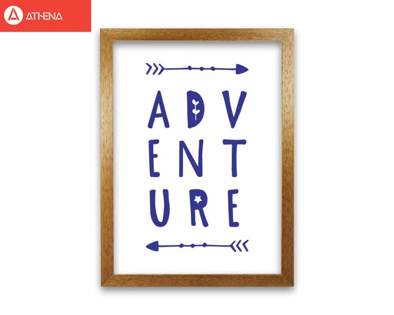 Adventure navy modern fine art print, framed typography wall art