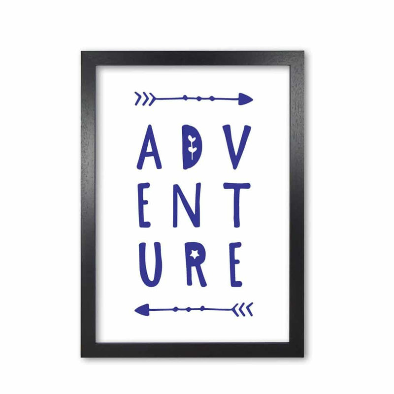 Adventure navy modern fine art print, framed typography wall art