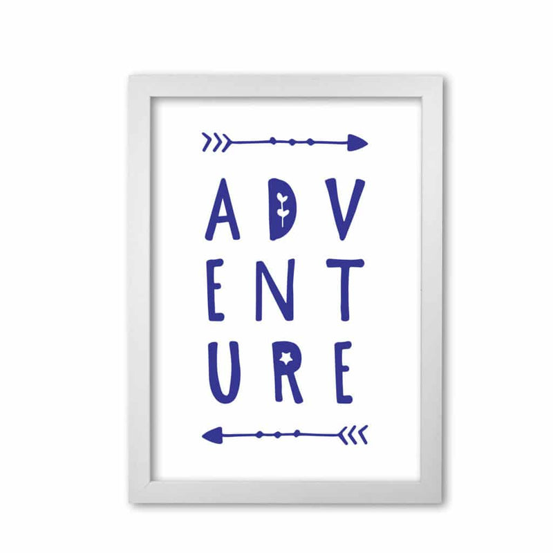 Adventure navy modern fine art print, framed typography wall art