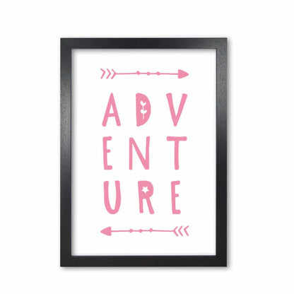 Adventure pink modern fine art print, framed typography wall art